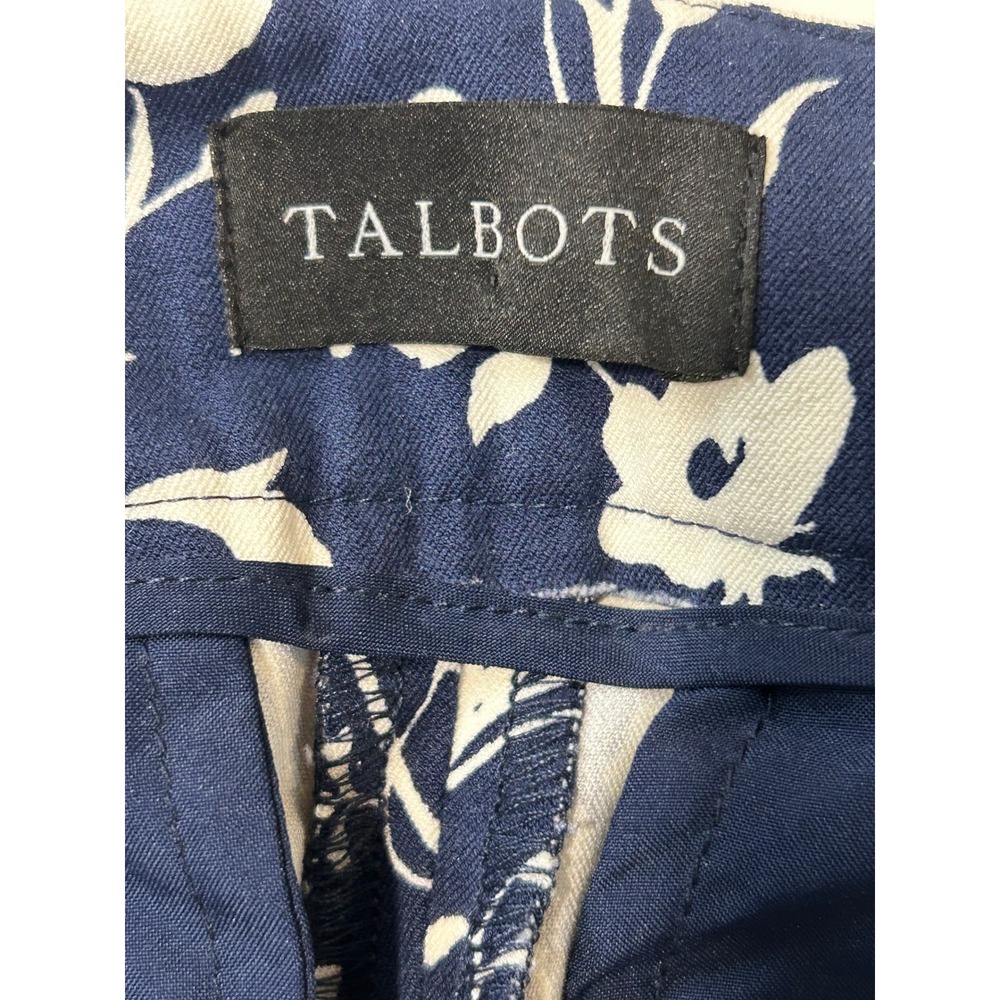 Talbots Chatham Ankle Pant 6P Navy White Floral Side Zip Stretch Cotton Trousers - Picture 2 of 10